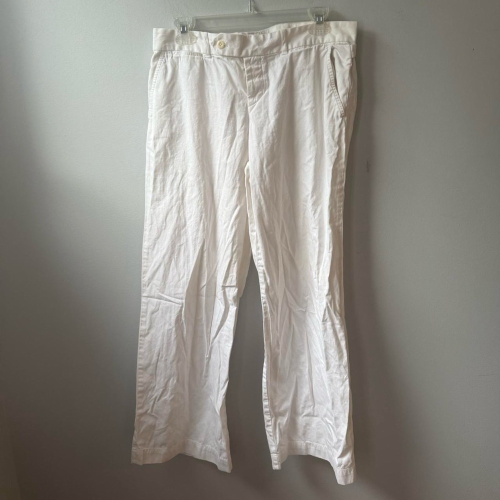 Ralph Lauren White cotton wide leg pants with waist cinch 🔥